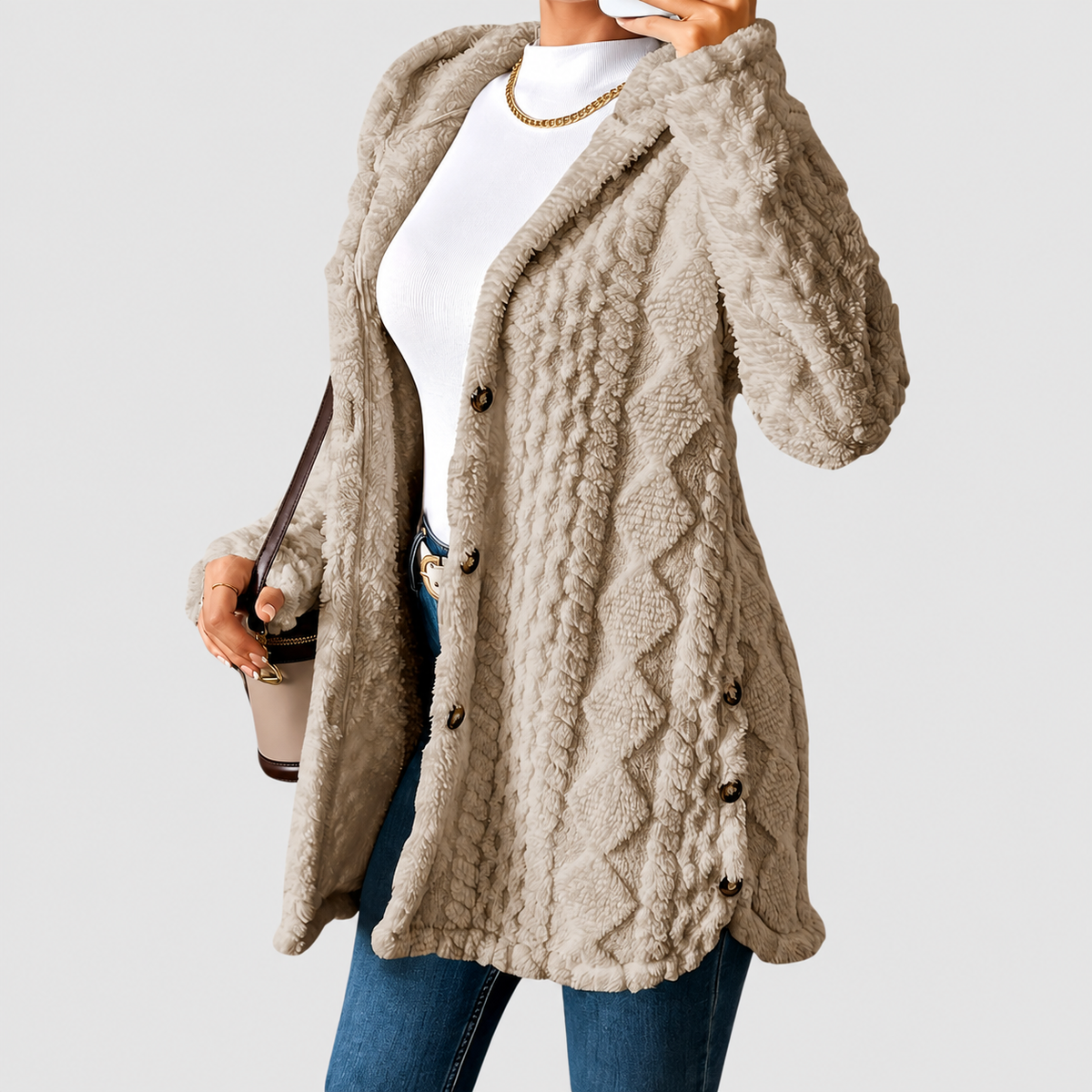 Georgia | Women’s Casual Hooded Cardigan — product detail view 9
