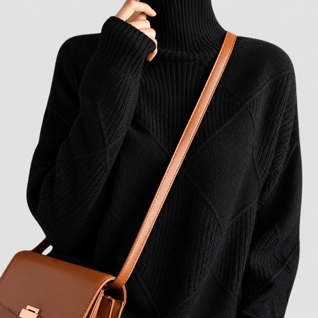 Harriet | Women’s Diamond-Knit Long-Sleeve Pullover Sweater — product detail view 10