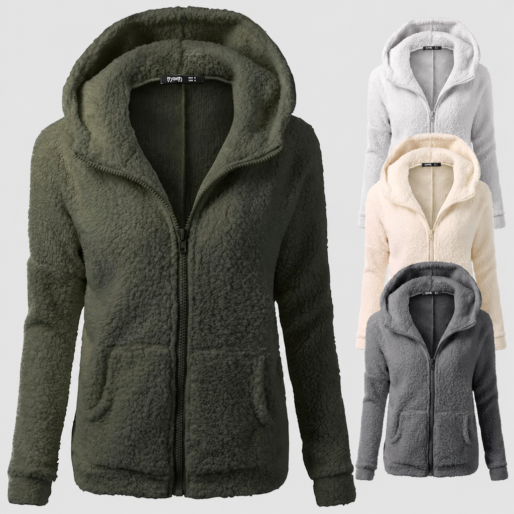 Brielle | Women’s Hooded Zip-Up Fleece Jacket — product detail view 10