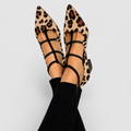 Xanthea | Women’s Leopard Strap Heels — Khaki