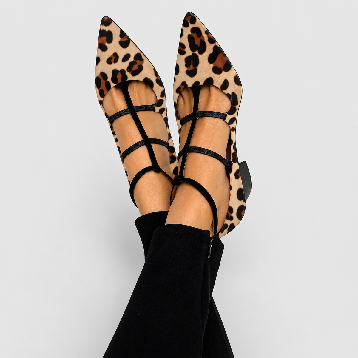 Xanthea | Women’s Leopard Strap Heels — Khaki