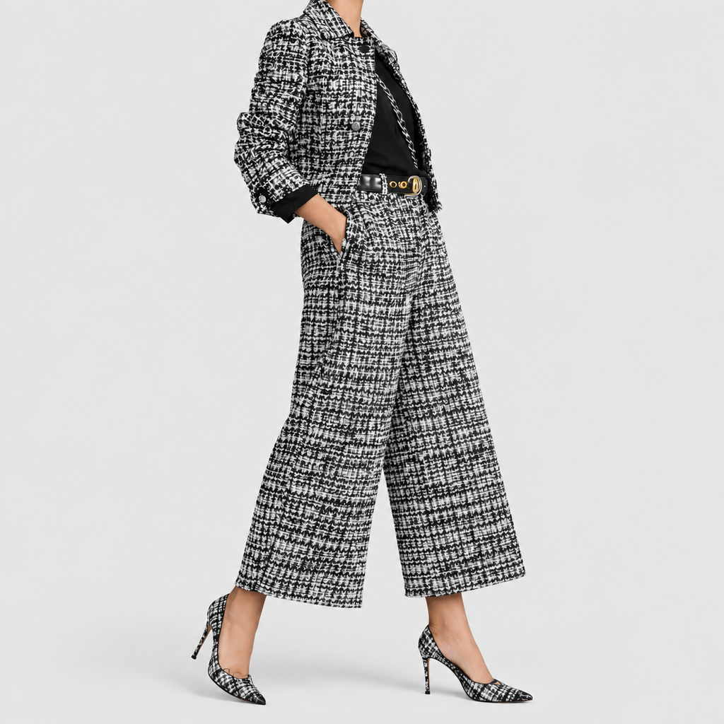 Ysella | Women’s Cropped Jacket and Wide-Leg Pants Set — product detail 4