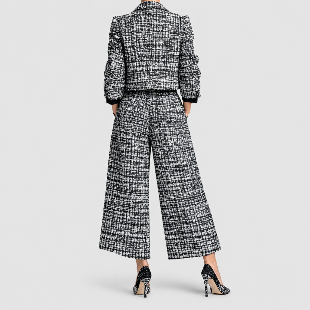 Ysella | Women’s Cropped Jacket and Wide-Leg Pants Set — product detail 5