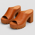 Ysolde | Women’s Platform Block-Heel Mules — Brown