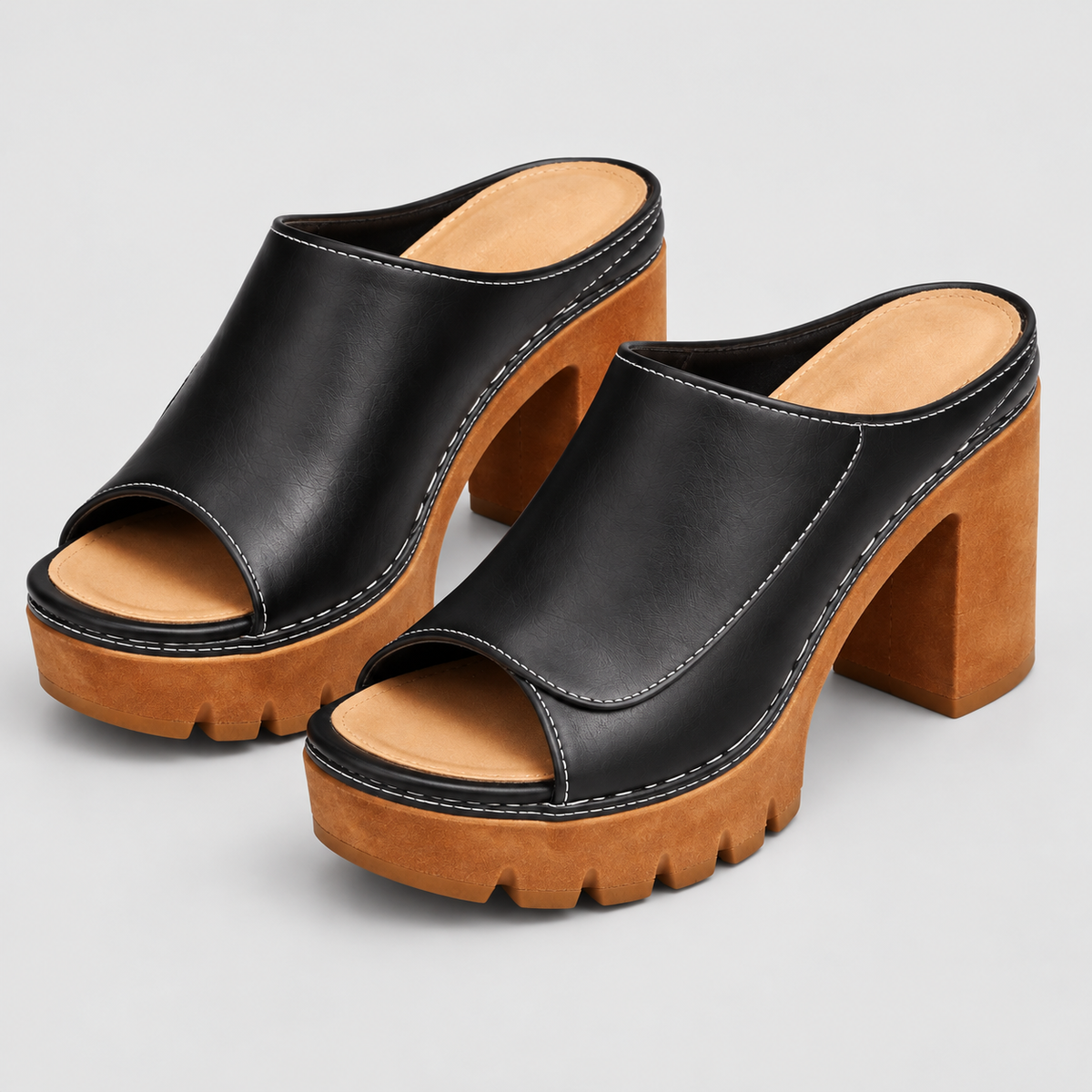 Ysolde | Women’s Platform Block-Heel Mules — Black
