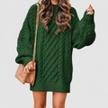 Yvaine | Women’s Oversized Cable-Knit Sweater Dress — Green