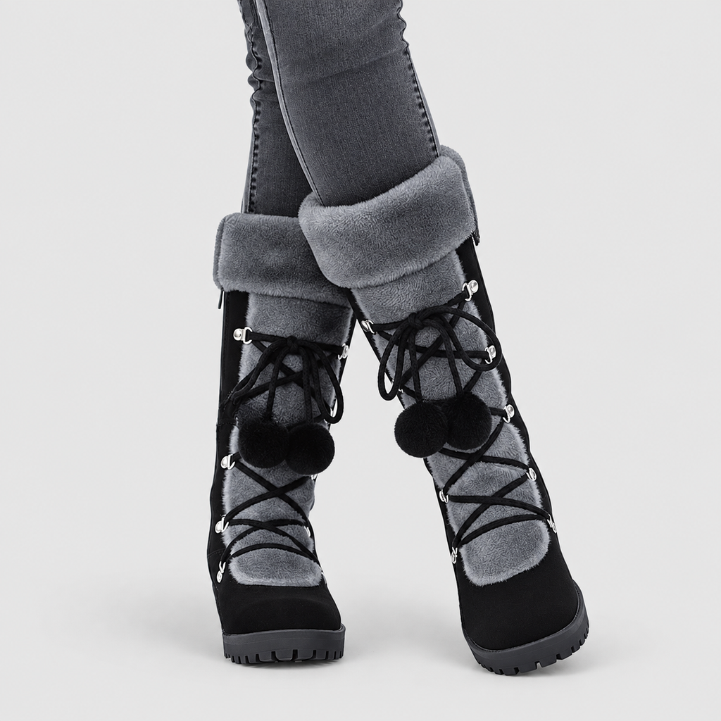 Zara | Women’s Lace-Up Winter Boots with Pom-Pom Ties — product detail 4