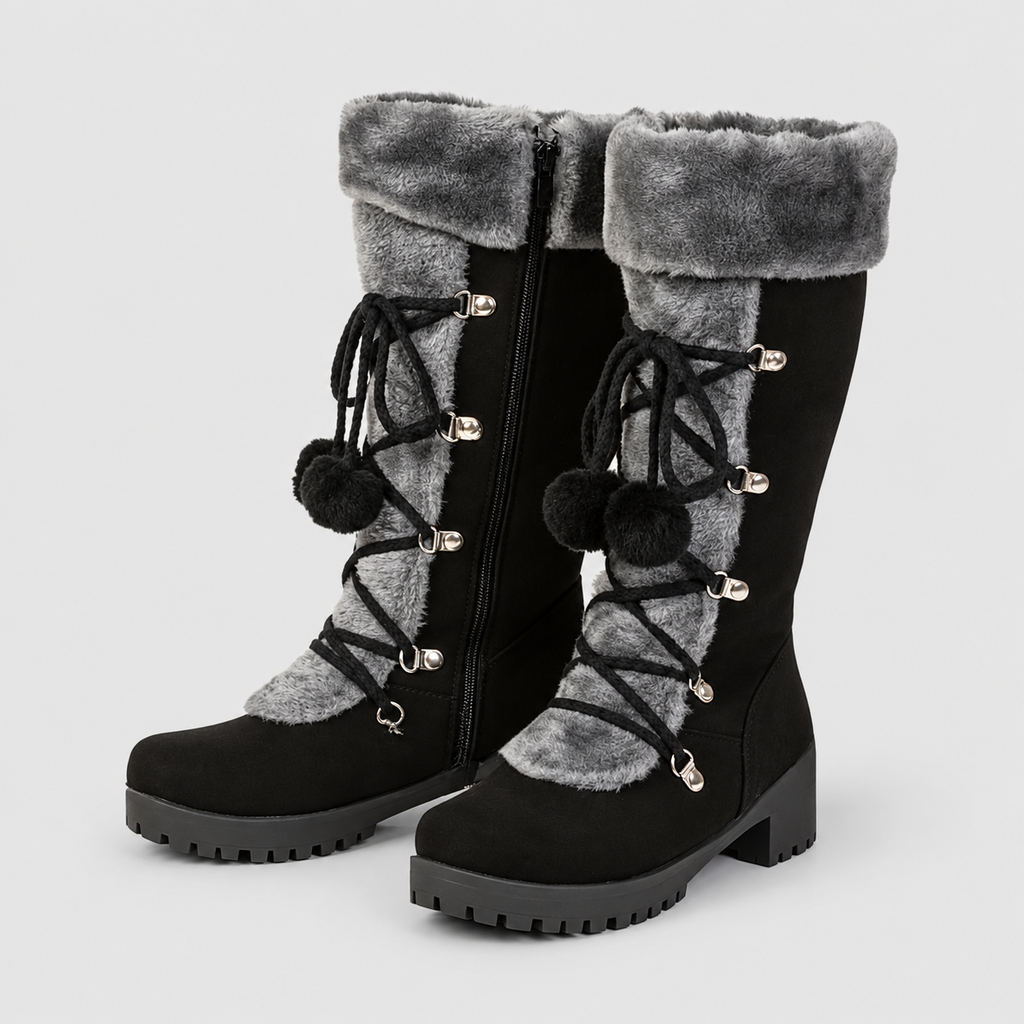 Zara | Women’s Lace-Up Winter Boots with Pom-Pom Ties — product detail 5