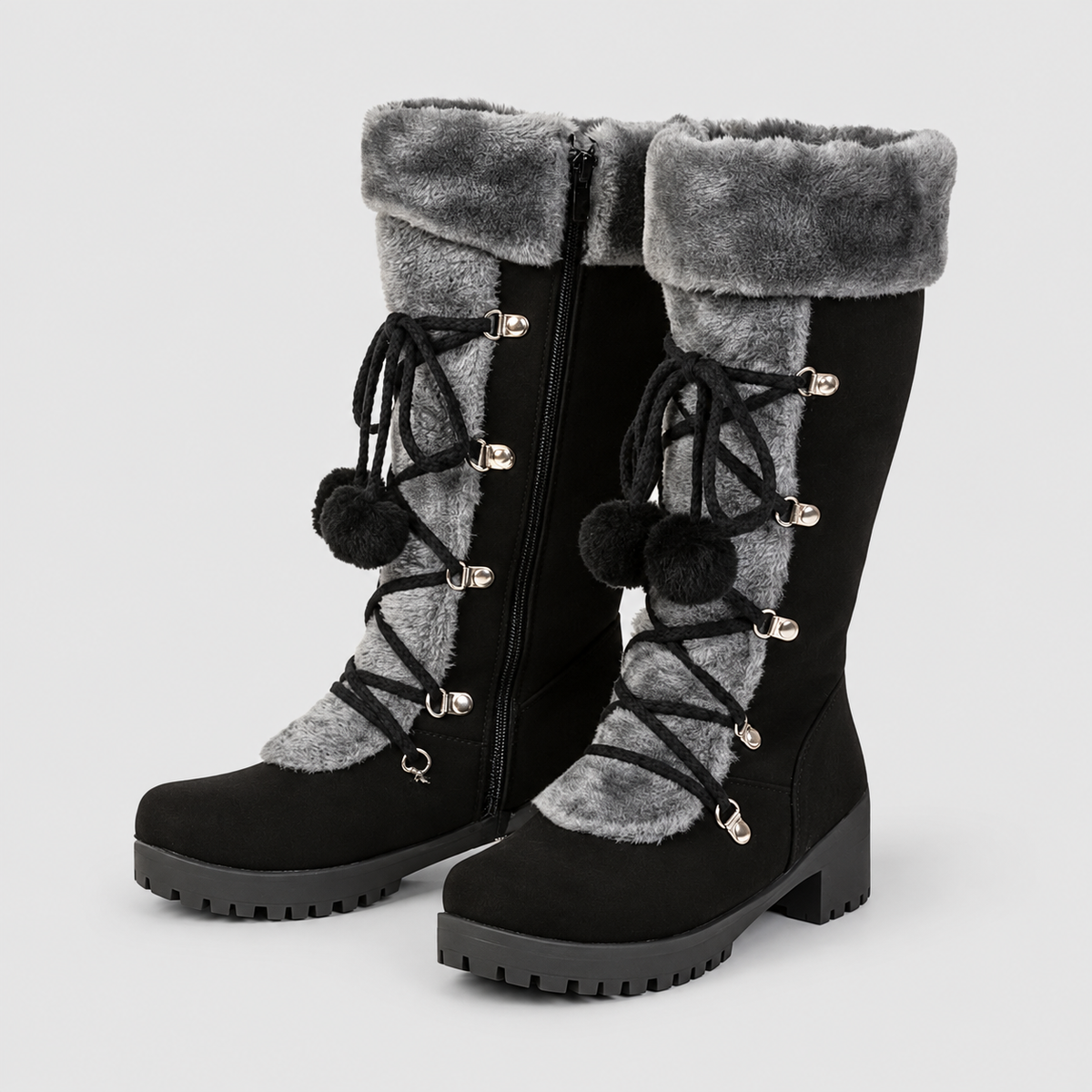 Zara | Women’s Lace-Up Winter Boots with Pom-Pom Ties — product detail 5