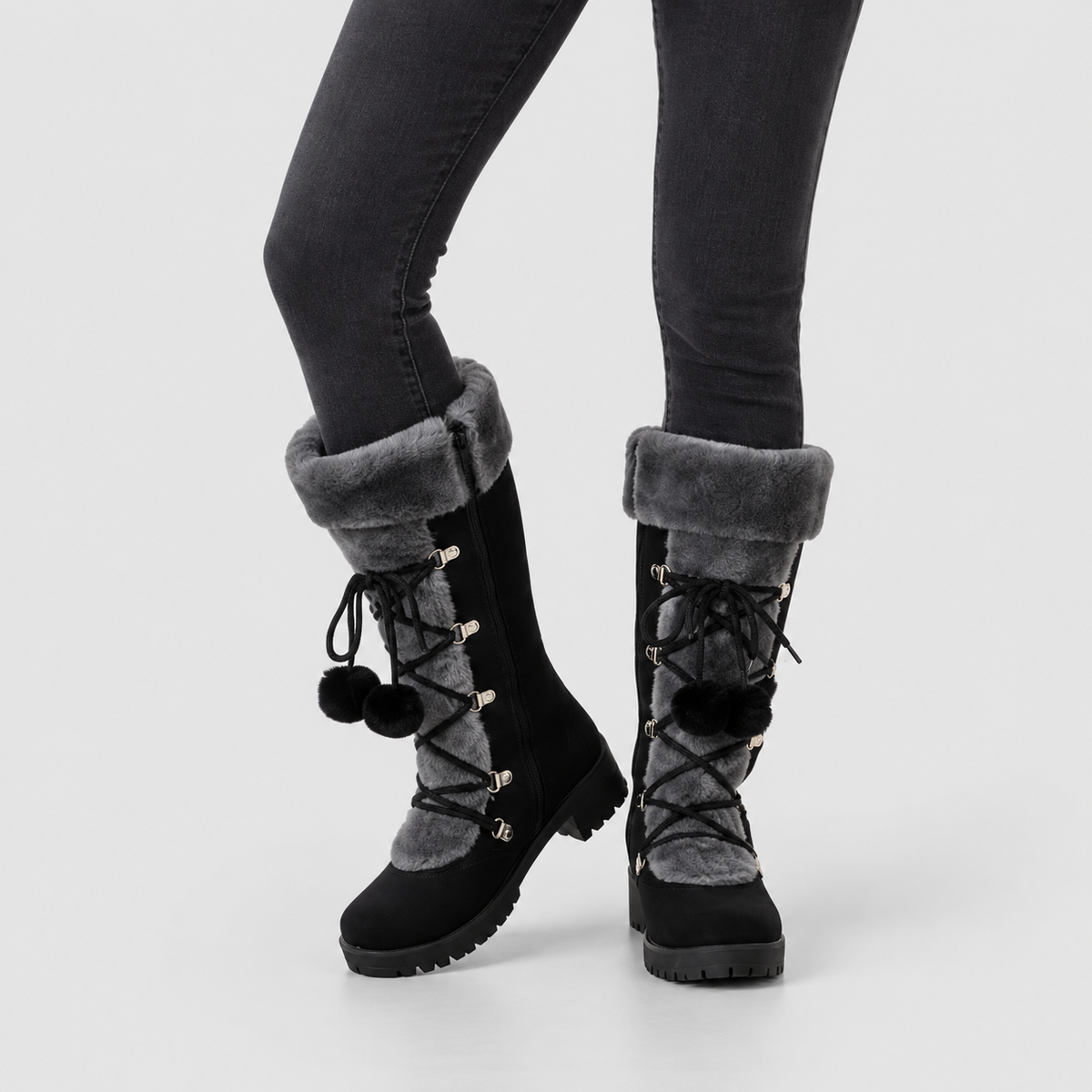 Zara | Women’s Lace-Up Winter Boots with Pom-Pom Ties — product detail 8