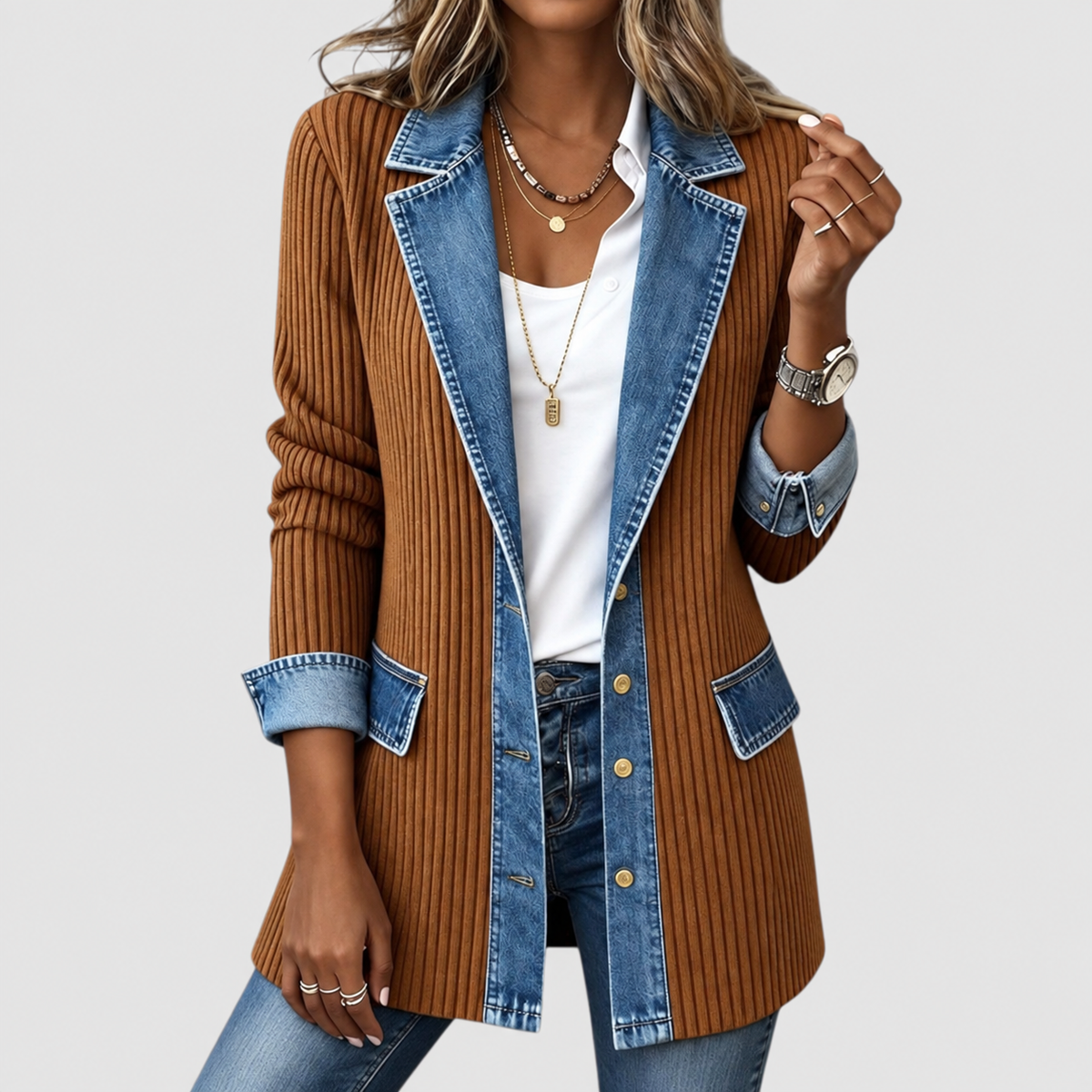 Paige - Women’s Soft-Touch Layered Jacket — Khaki