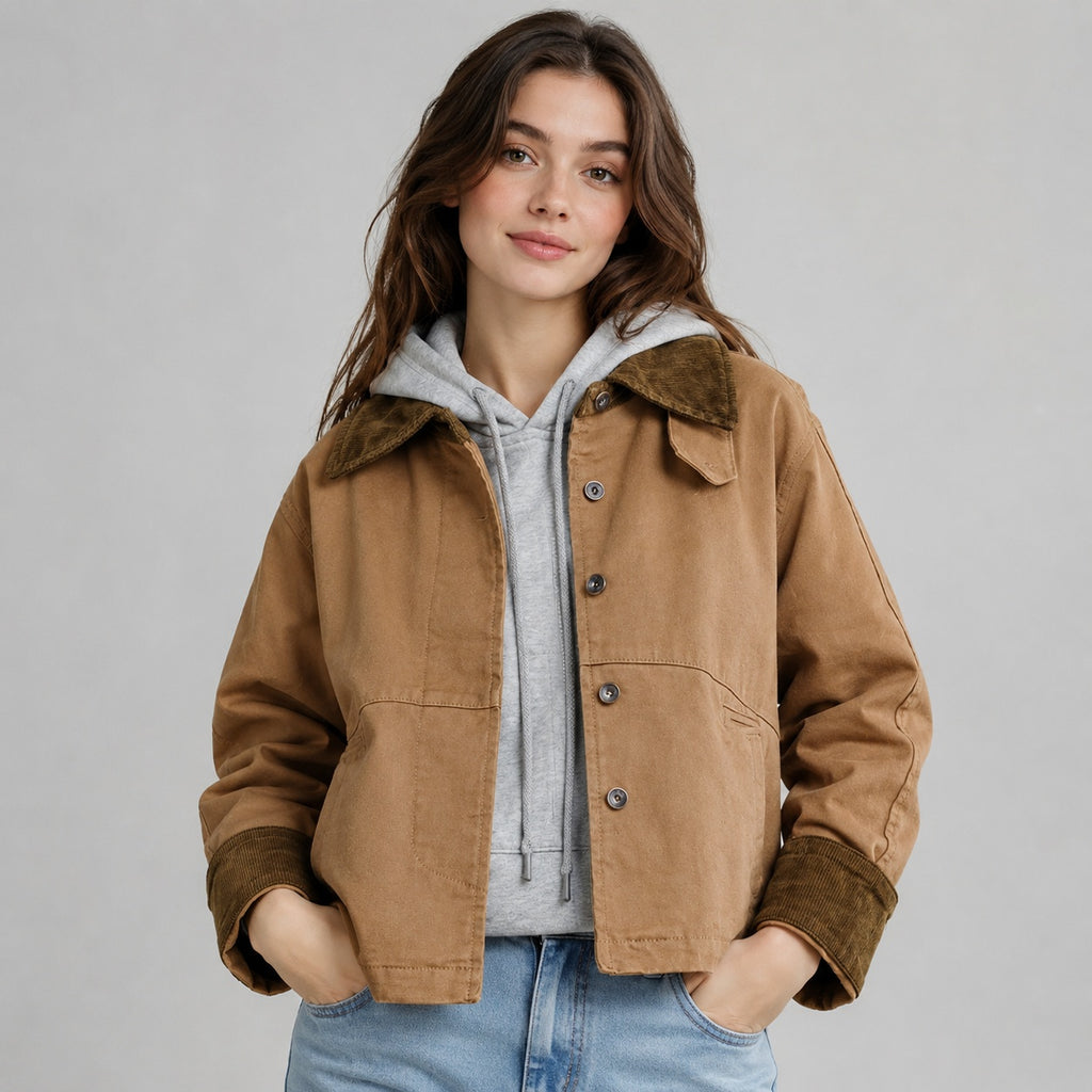 Rosamunda | Women’s Barn Jacket with Corduroy Collar