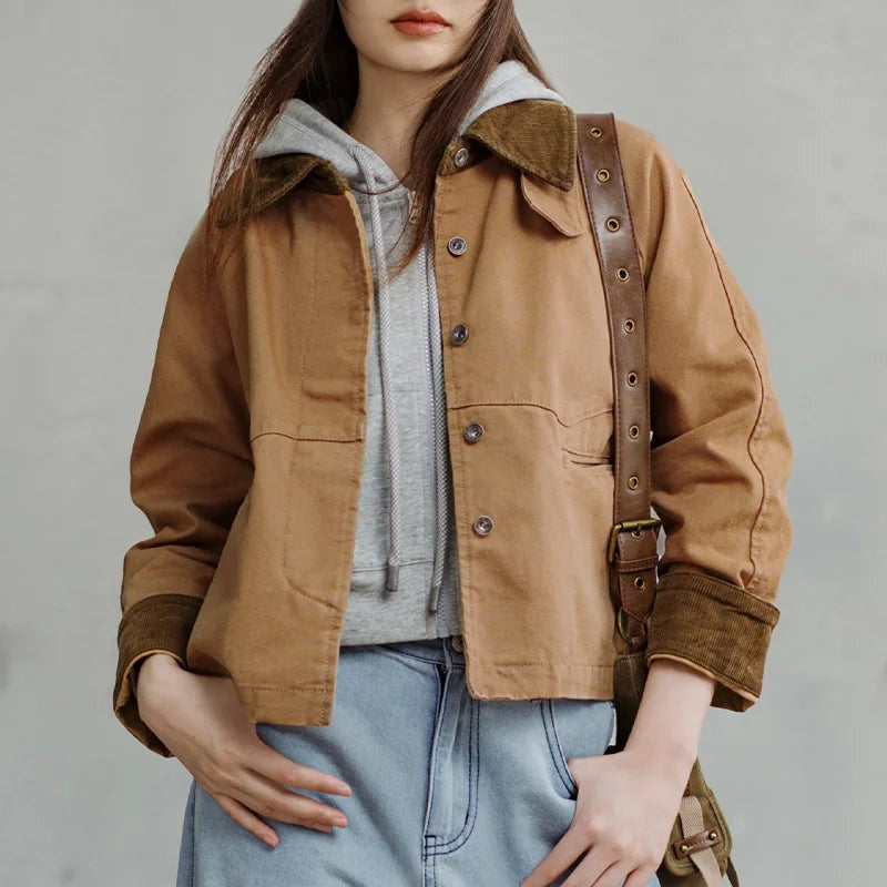 Rosamunda | Women’s Barn Jacket with Corduroy Collar