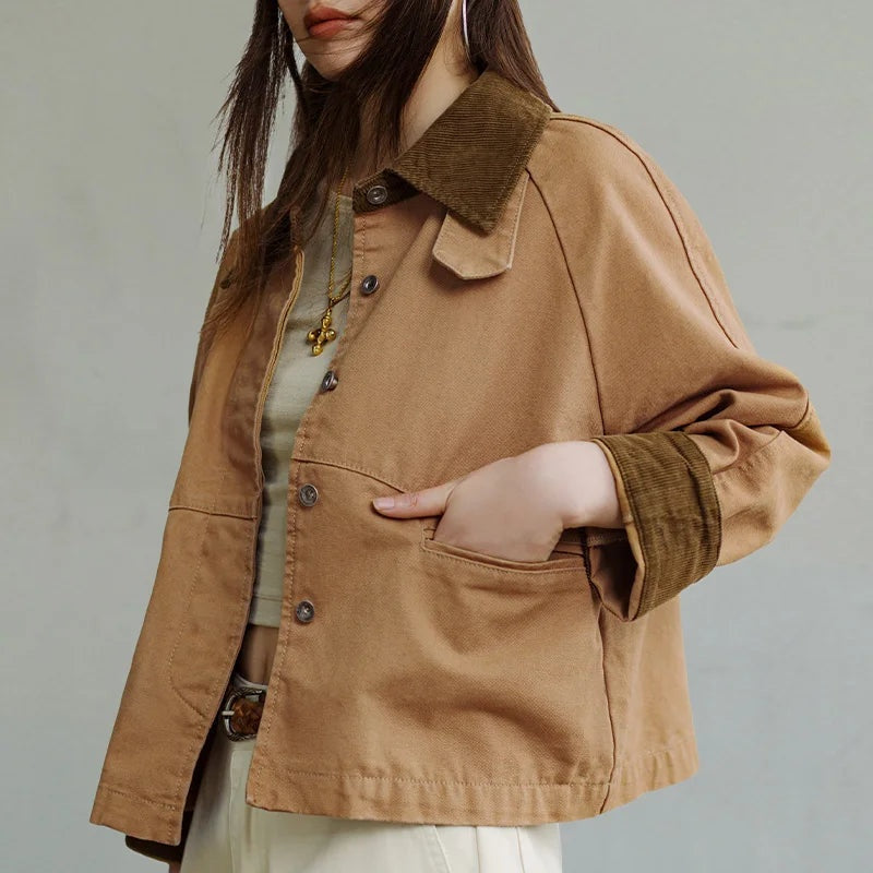 Rosamunda | Women’s Barn Jacket with Corduroy Collar
