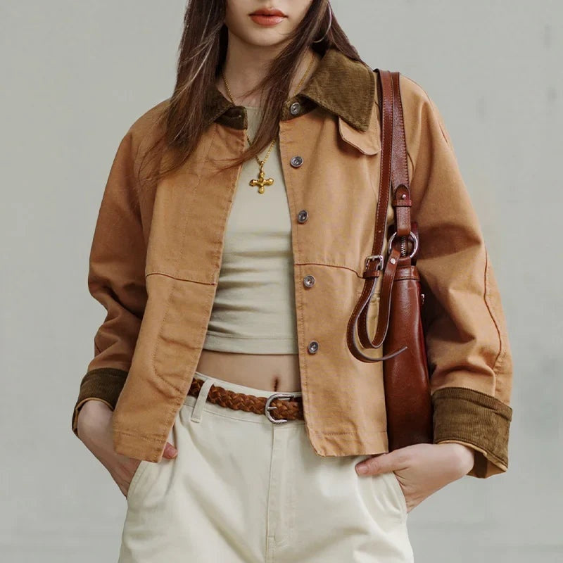 Rosamunda | Women’s Barn Jacket with Corduroy Collar