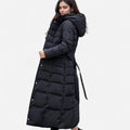 Saskia | Women’s Longline Puffer Jacket with Tie Belt