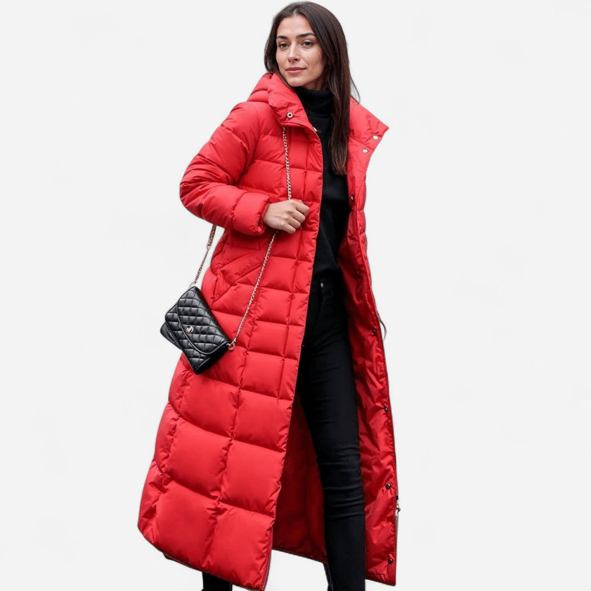 Saskia | Women’s Longline Puffer Jacket with Tie Belt