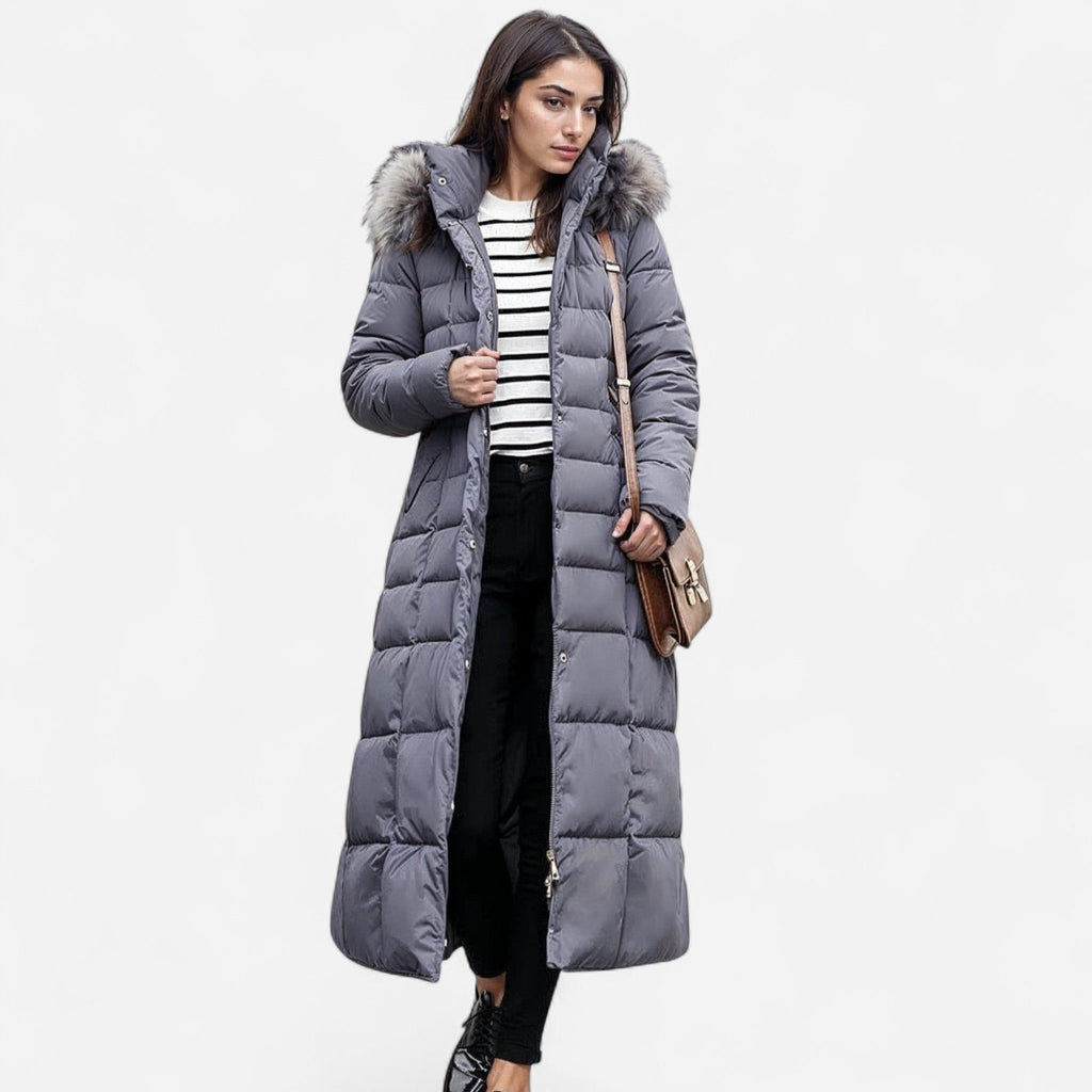Saskia | Women’s Longline Puffer Jacket with Tie Belt