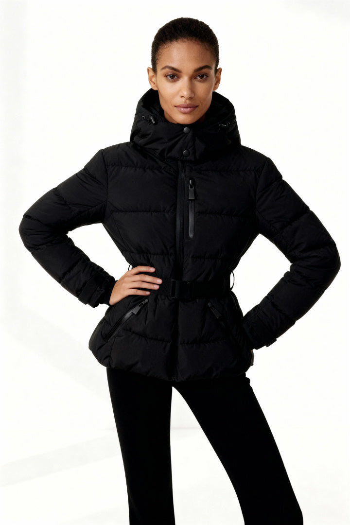 Frances | Women’s Belted Puffer Jacket with Hood