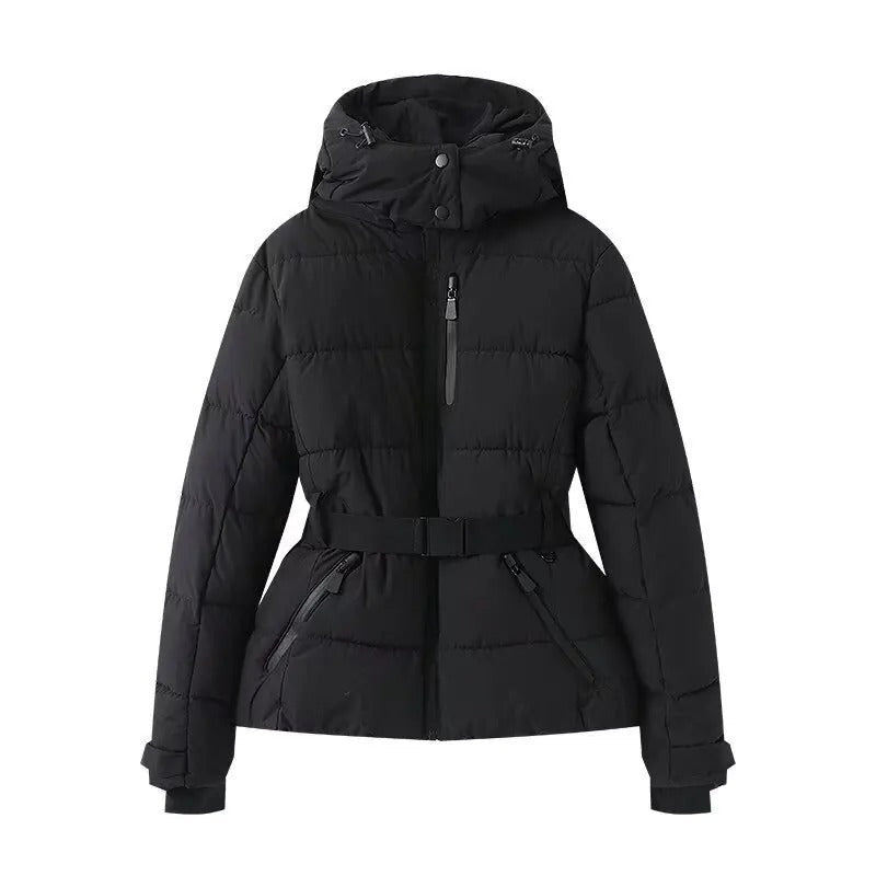 Frances | Women’s Belted Puffer Jacket with Hood