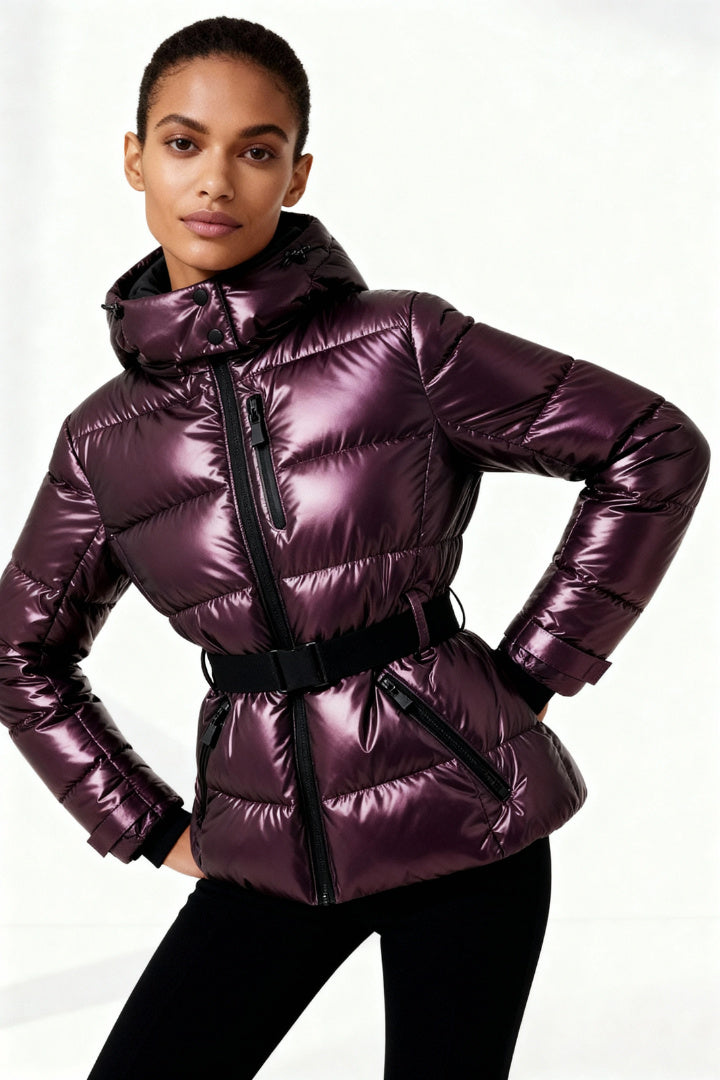 Frances | Women’s Belted Puffer Jacket with Hood