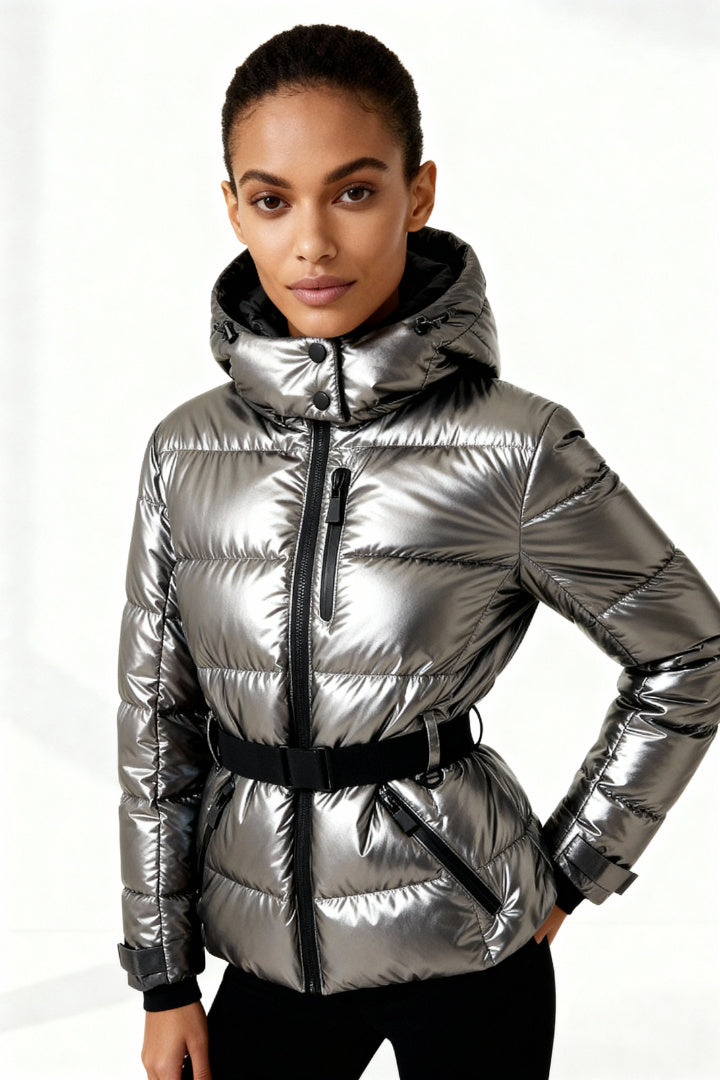 Frances | Women’s Belted Puffer Jacket with Hood