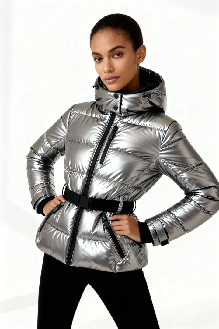 Frances | Women’s Belted Puffer Jacket with Hood