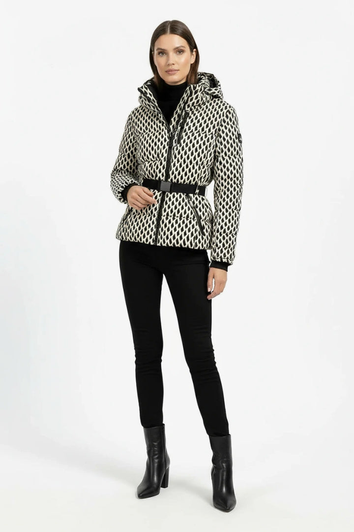 Frances | Women’s Belted Puffer Jacket with Hood