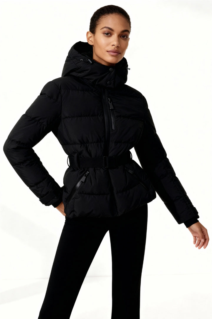 Frances | Women’s Belted Puffer Jacket with Hood