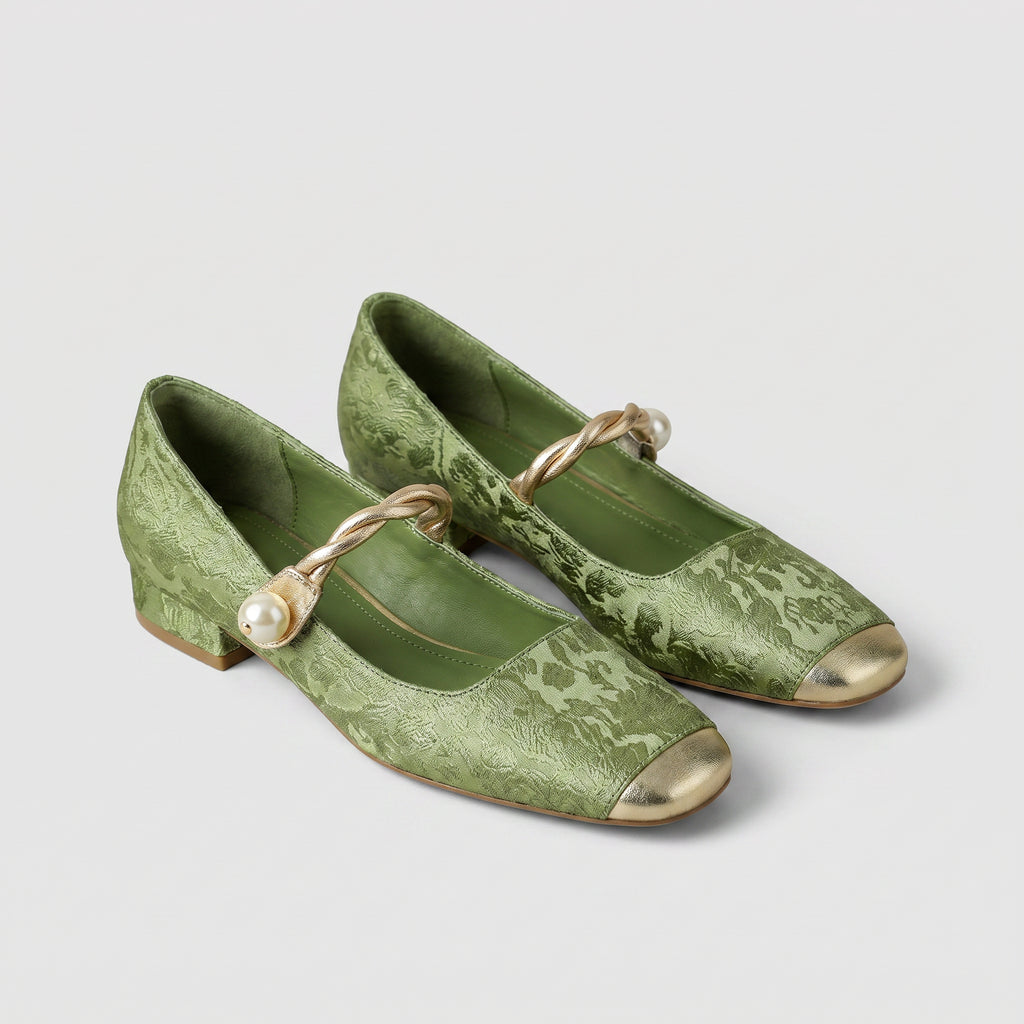 Polly | Women’s Mary Jane Flats with Pearl-Style Detail