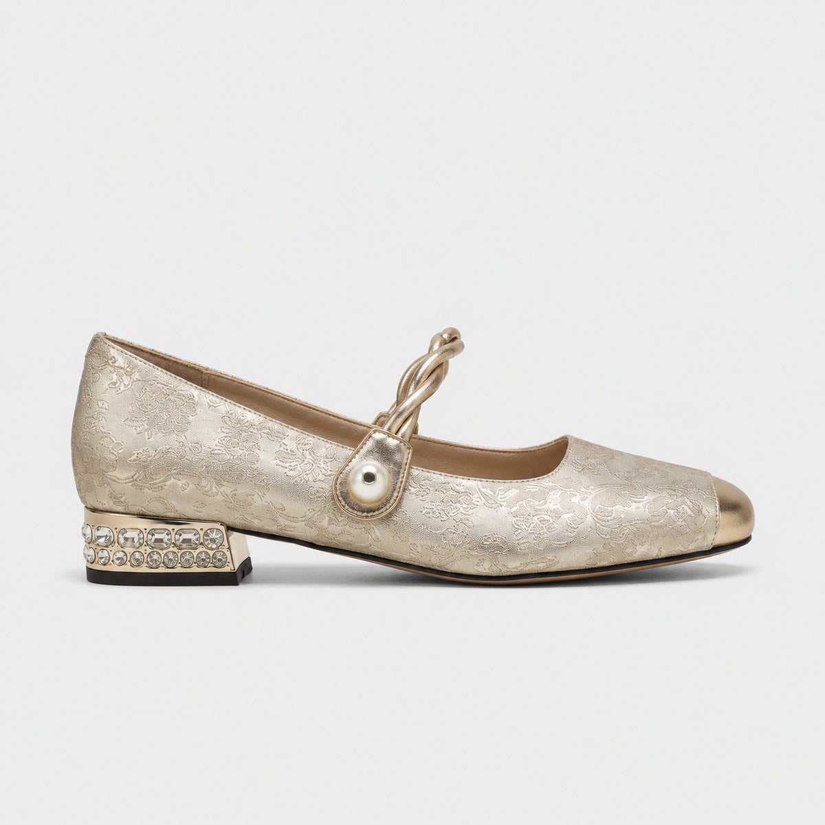 Polly | Women’s Mary Jane Flats with Pearl-Style Detail
