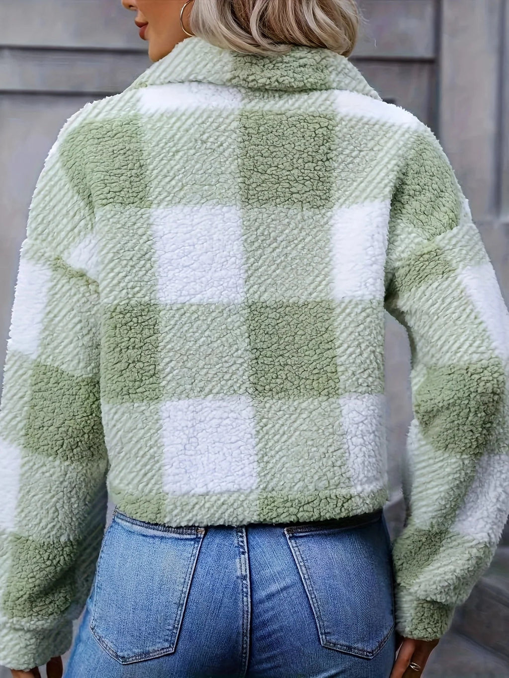 Isla | Women’s Cozy Cropped Jacket with Plaid Pattern
