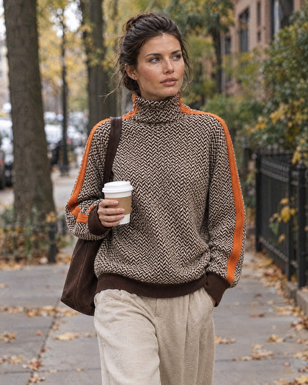 Kathleen | Women’s High-Neck Striped Sweater with Regular Fit