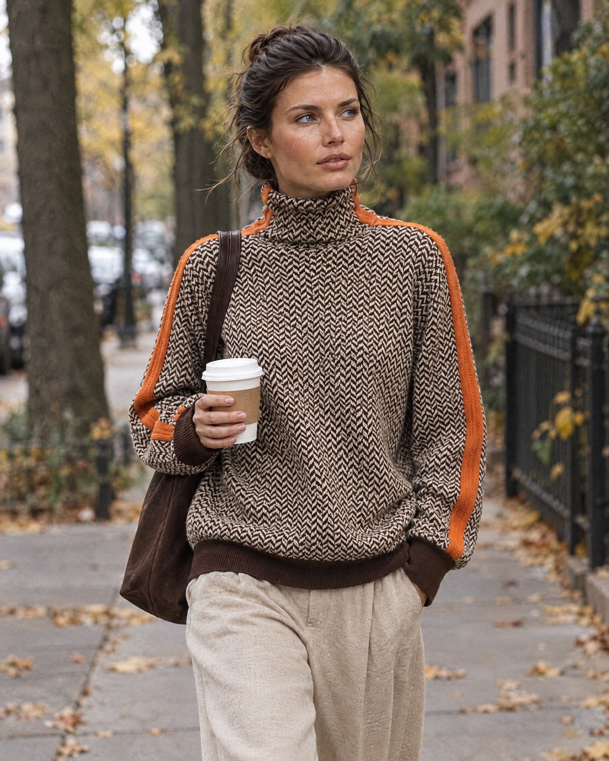 Kathleen | Women’s High-Neck Striped Sweater with Regular Fit