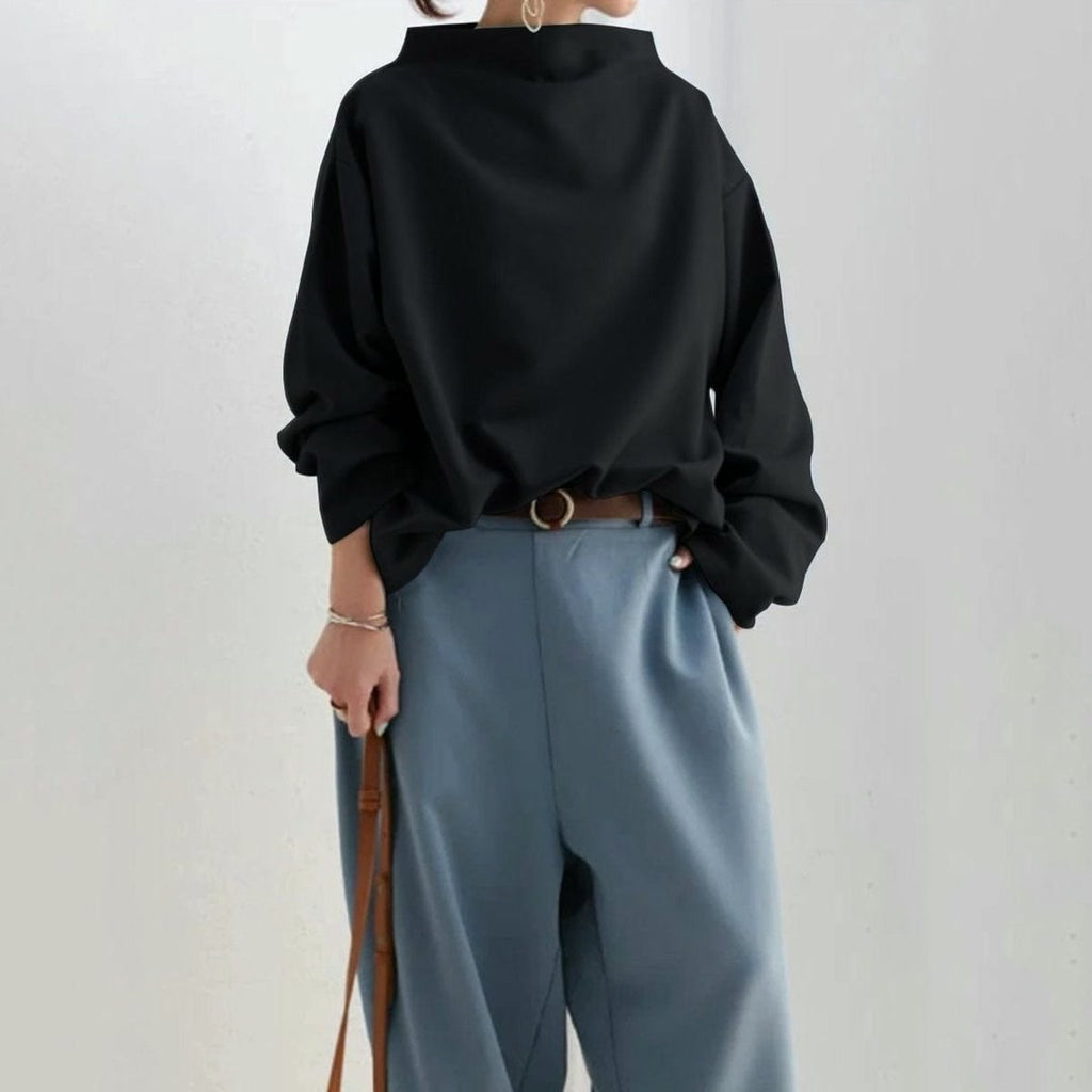 Marisol | Women’s High-Neck Soft Knit Top with Long Sleeves