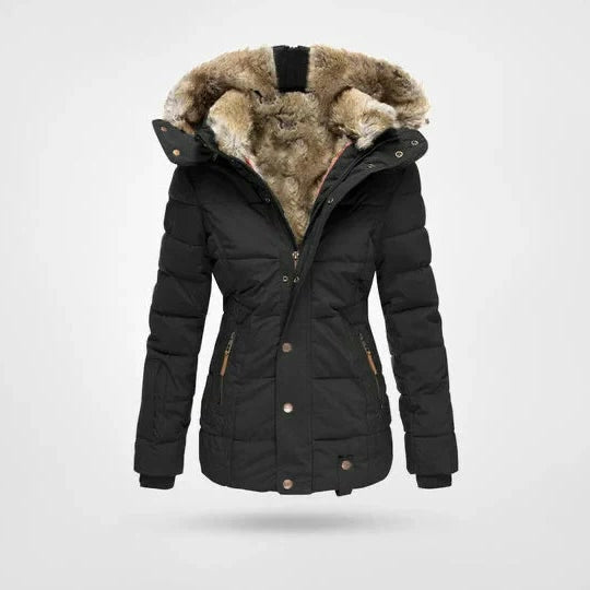 Annika | Women’s Hooded Puffer Jacket with Faux Fur Trim