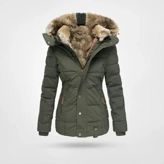 Annika | Women’s Hooded Puffer Jacket with Faux Fur Trim