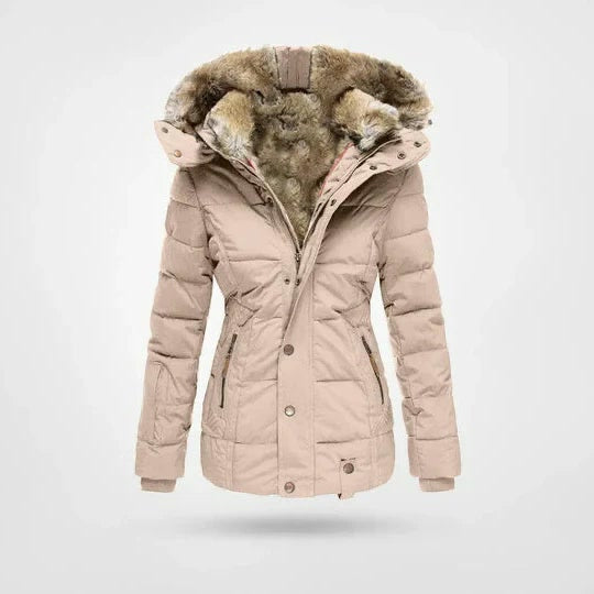 Annika | Women’s Hooded Puffer Jacket with Faux Fur Trim