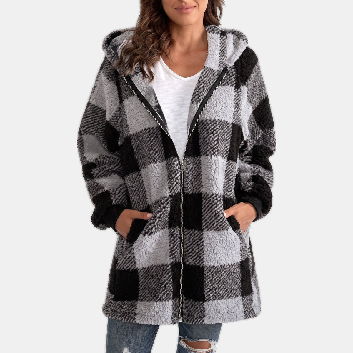 Wren | Women’s Oversized Hooded Fleece Jacket with Zip Front