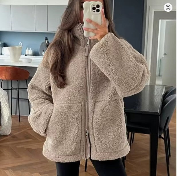 Hilda | Women’s Oversized Sherpa Fleece Jacket with Stand Collar
