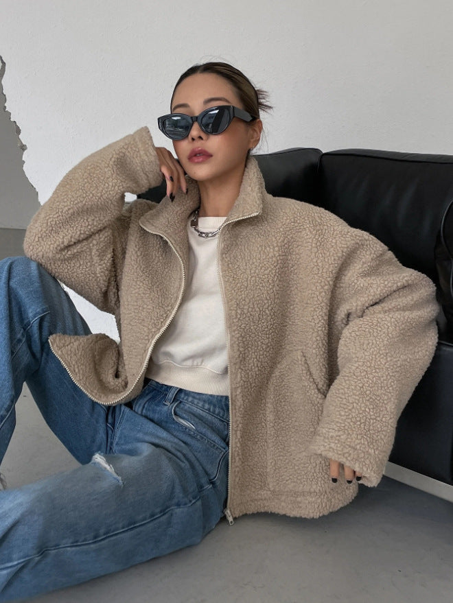 Hilda | Women’s Oversized Sherpa Fleece Jacket with Stand Collar
