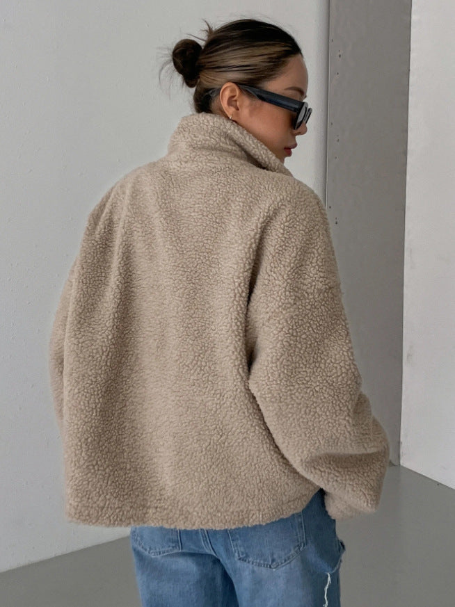 Hilda | Women’s Oversized Sherpa Fleece Jacket with Stand Collar