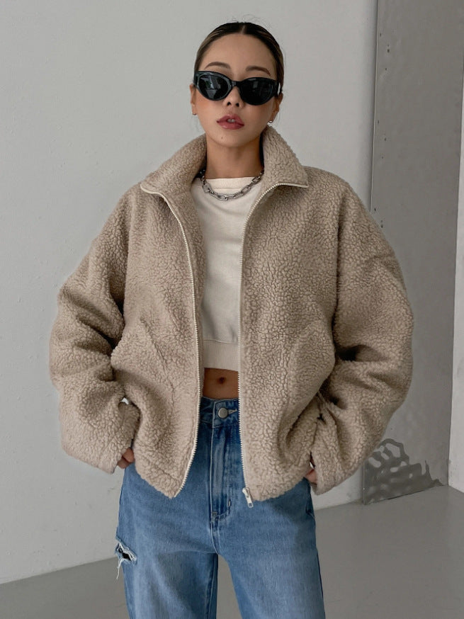 Hilda | Women’s Oversized Sherpa Fleece Jacket with Stand Collar