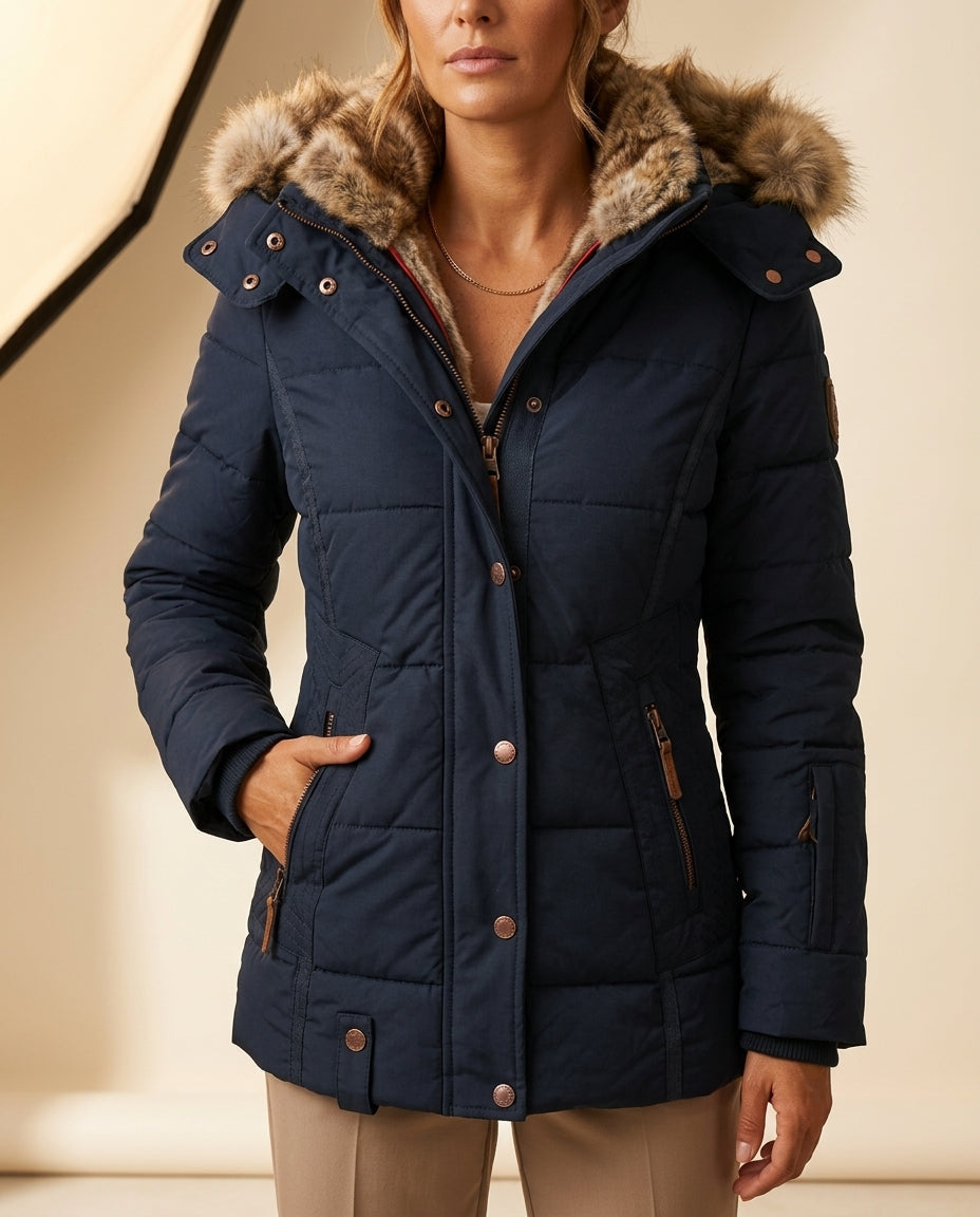 Clara | Women’s Quilted Hooded Jacket with Faux Fur Trim