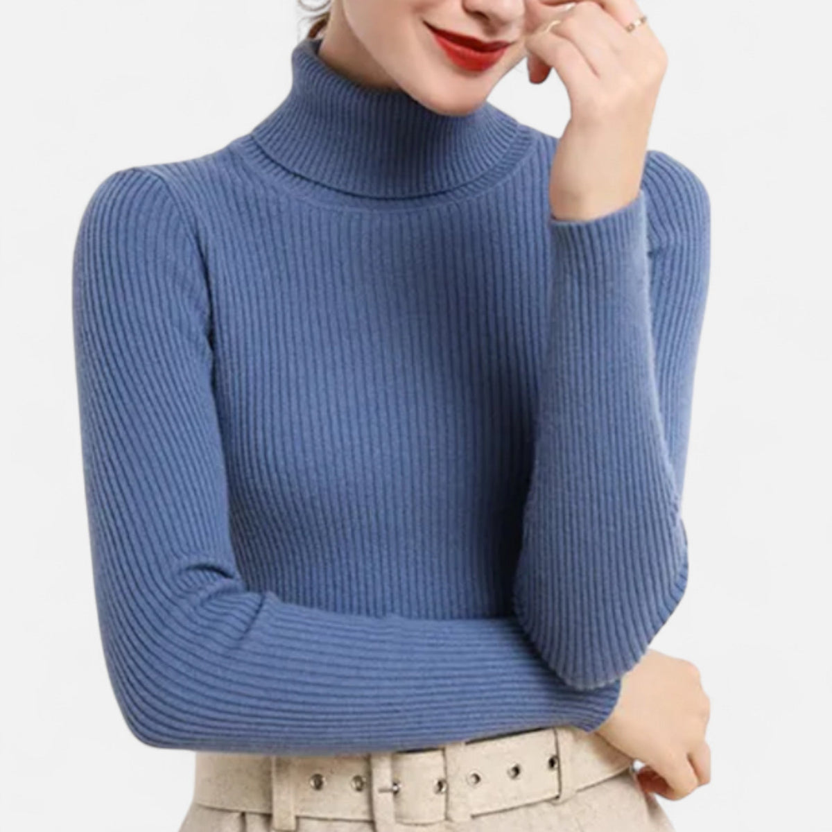 Rebecca | Women’s Ribbed Turtleneck Sweater with Slim Fit